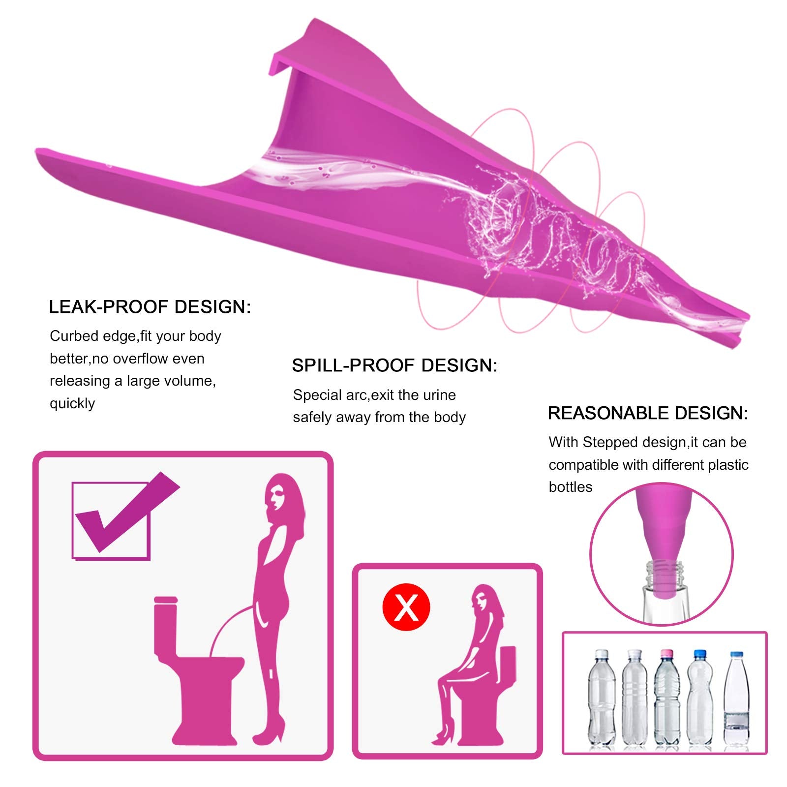 Sunany urinal féminin silicone avec sacoche-rangement pratique.