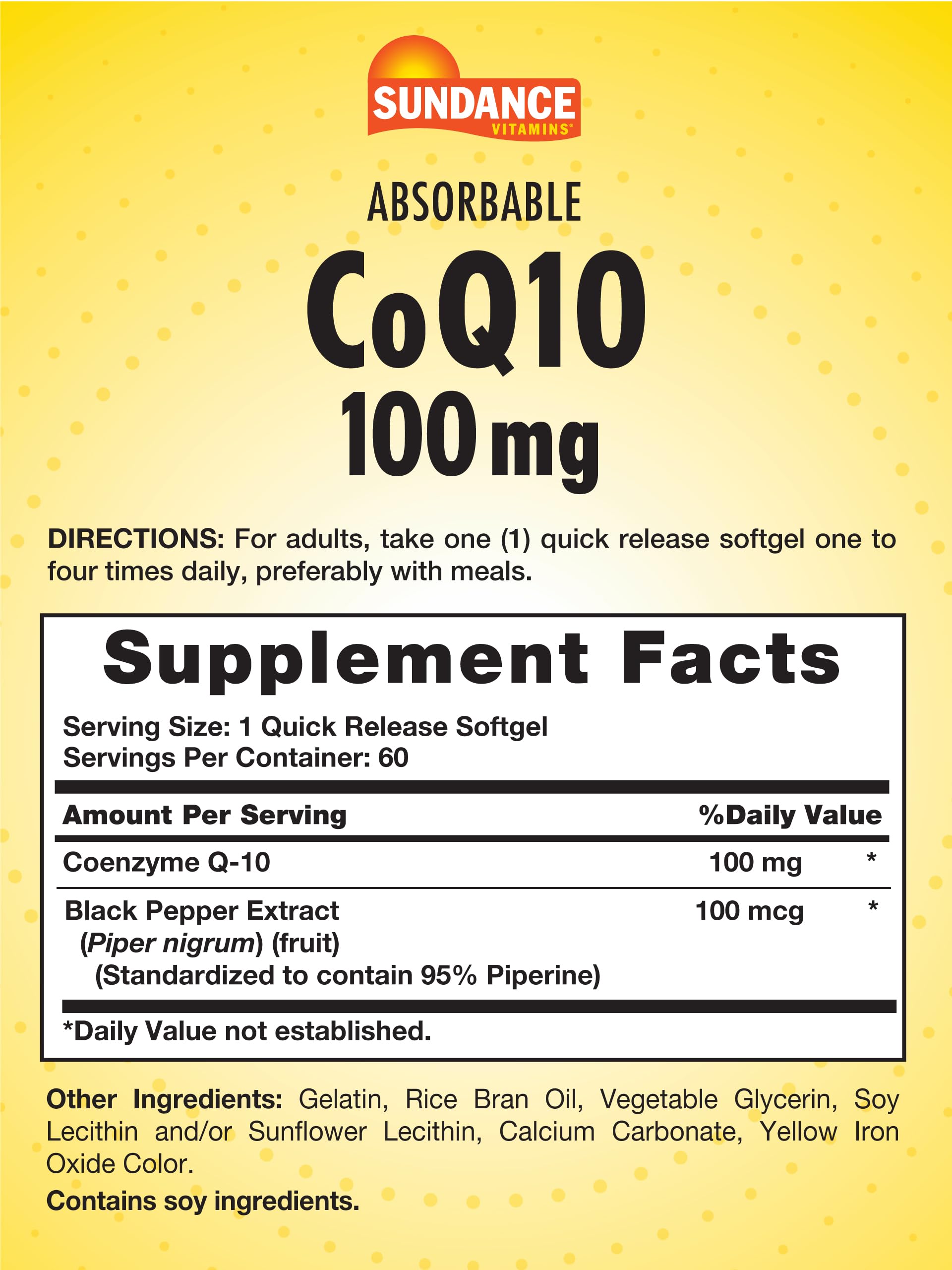 Sundance CoQ10 – gélules faciles à avaler pour une prise quotidienne pratique.