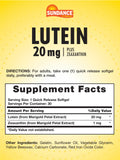 Sundance Lutein 20 mg avec zéaxanthine, soutien potentiel pour la vue