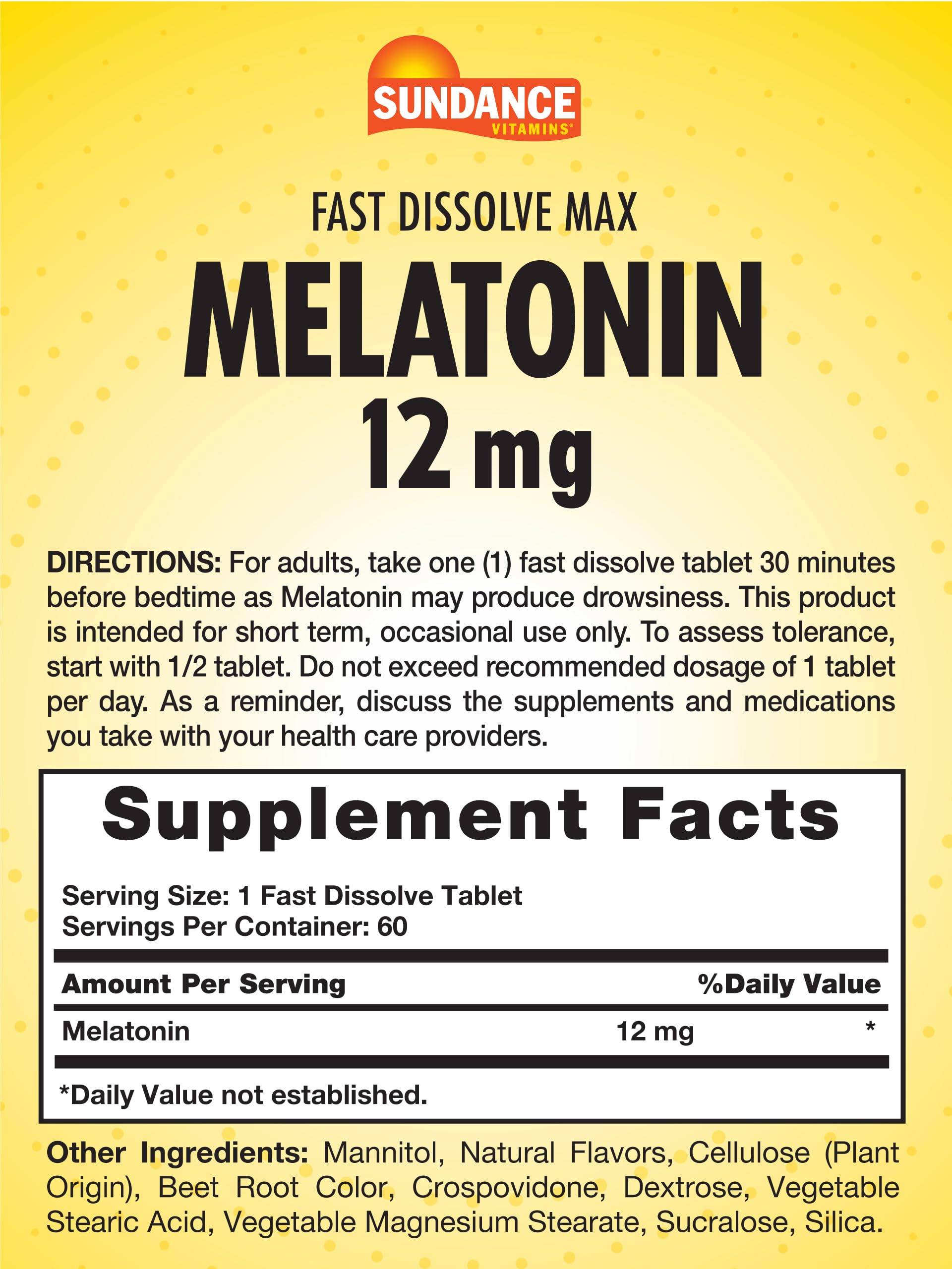 Bouteille Sundance Mélatonine 12 mg, pratique pour votre routine nocturne et vos déplacements.