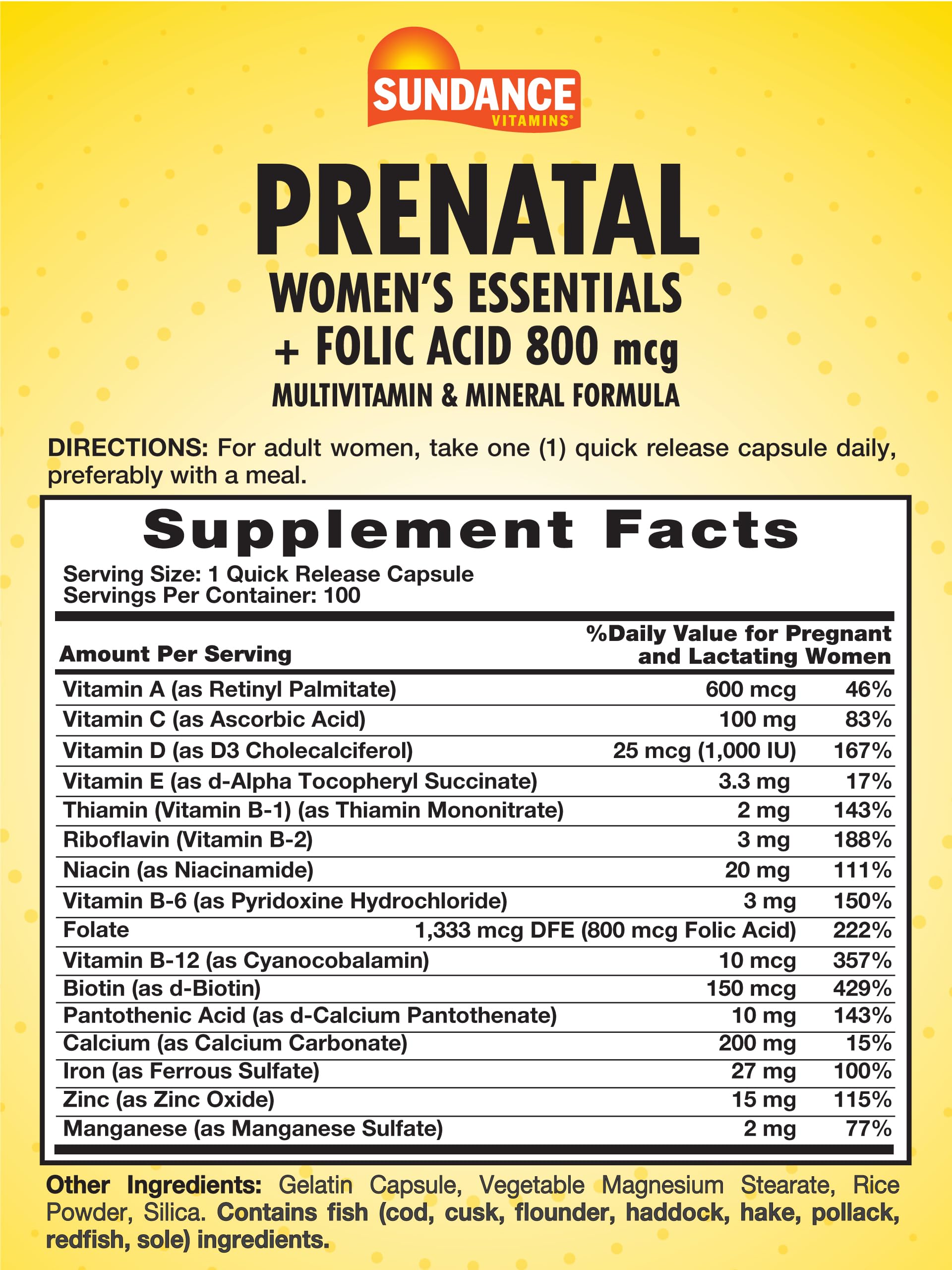 Sundance Prenatal Multivitamine: capsules faciles à avaler, pratique au quotidien.