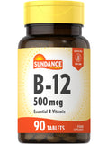 Sundance B12 comprimé végétarien 500 mcg, énergie quotidienne potentielle.