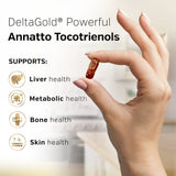 Sunergetic annatto-tocotrienols boite emballage pratique pour usage quotidien.