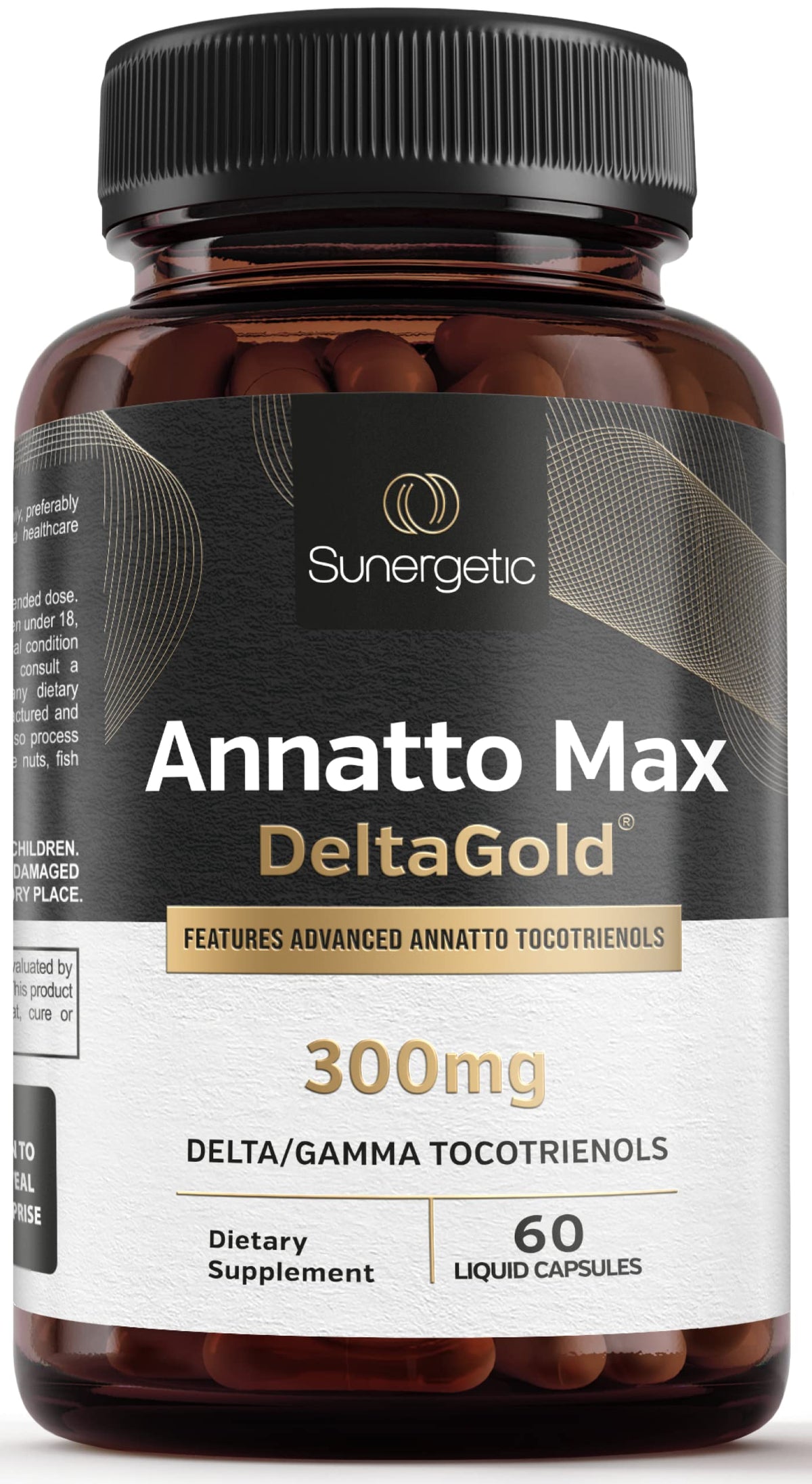 Sunergetic annatto-tocotrienols bouteille, soutien antioxydant et énergie quotidienne.