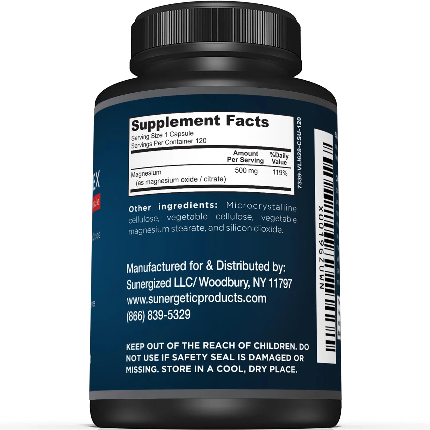 Sunergetic capsule magnésium oxyde-citrate 500 mg, présentation pratique et compacte.