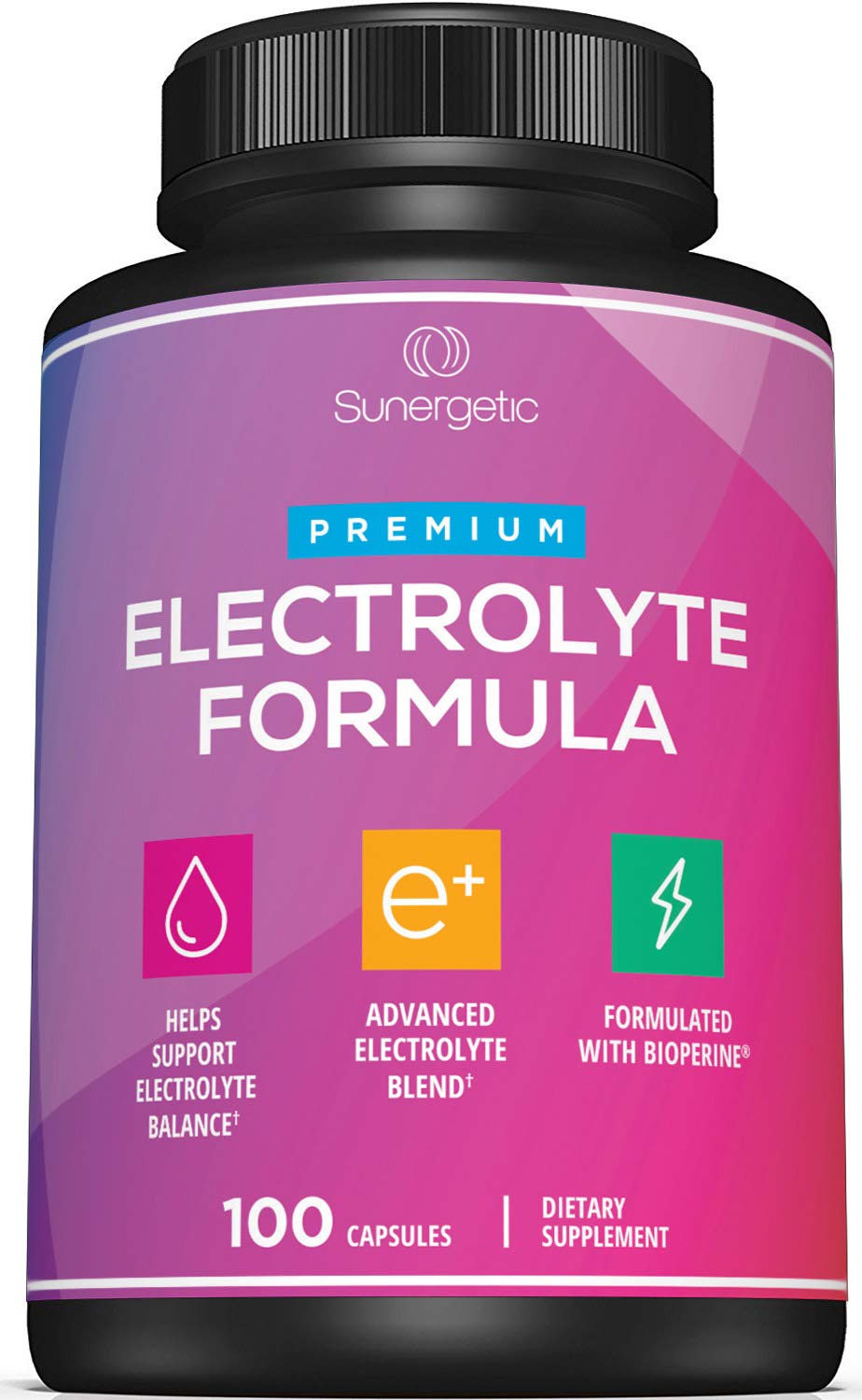 Sunergetic Electrolyte Capsules dans sa bouteille, hydratation pratique au quotidien.