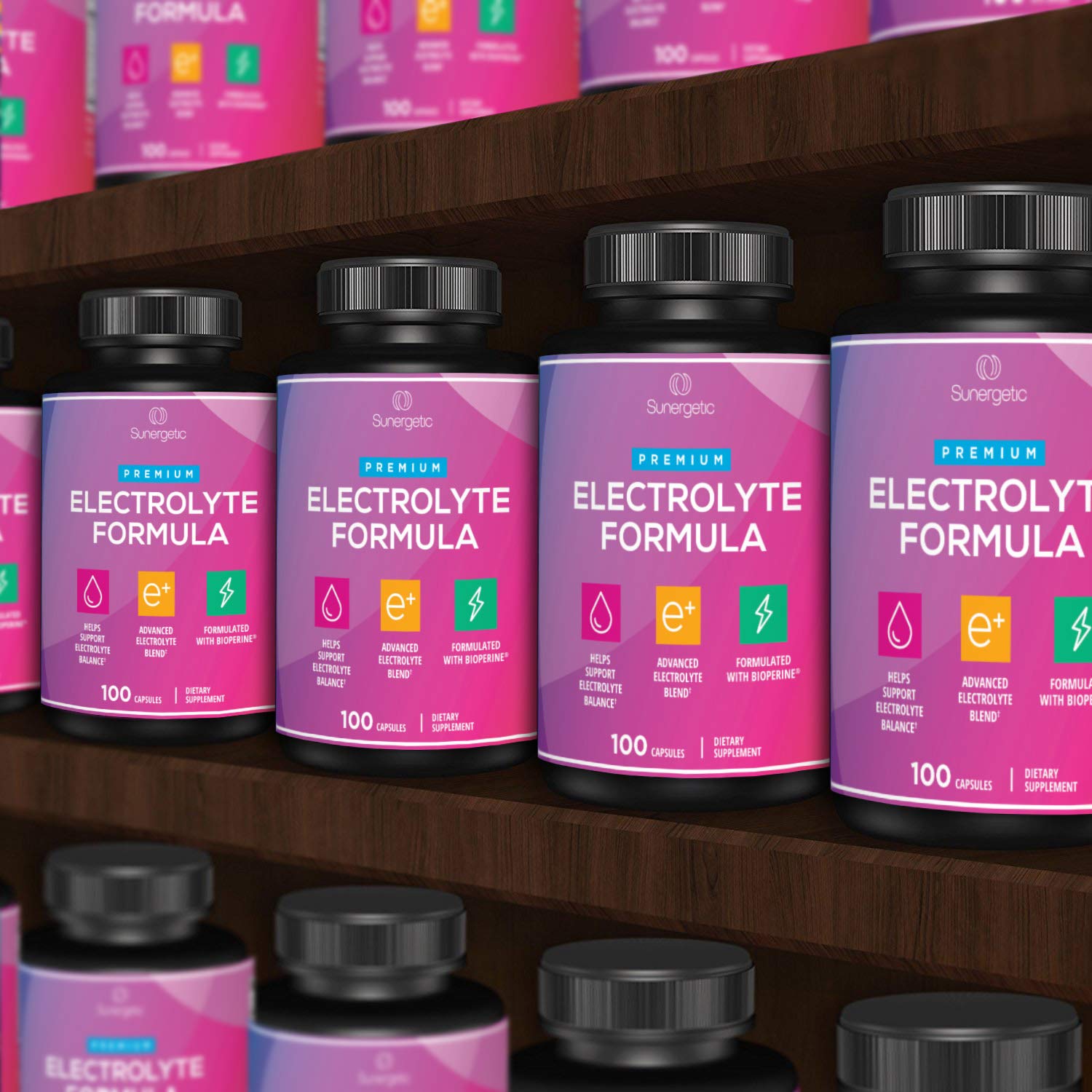 Sunergetic Electrolyte Capsules dans un verre d'eau, dissolution rapide.