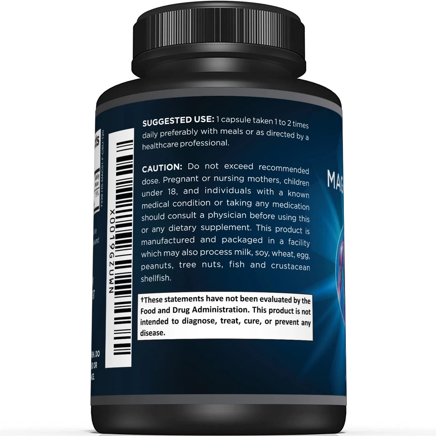Sunergetic étiquette magnésium oxyde-citrate 500 mg, information claire.