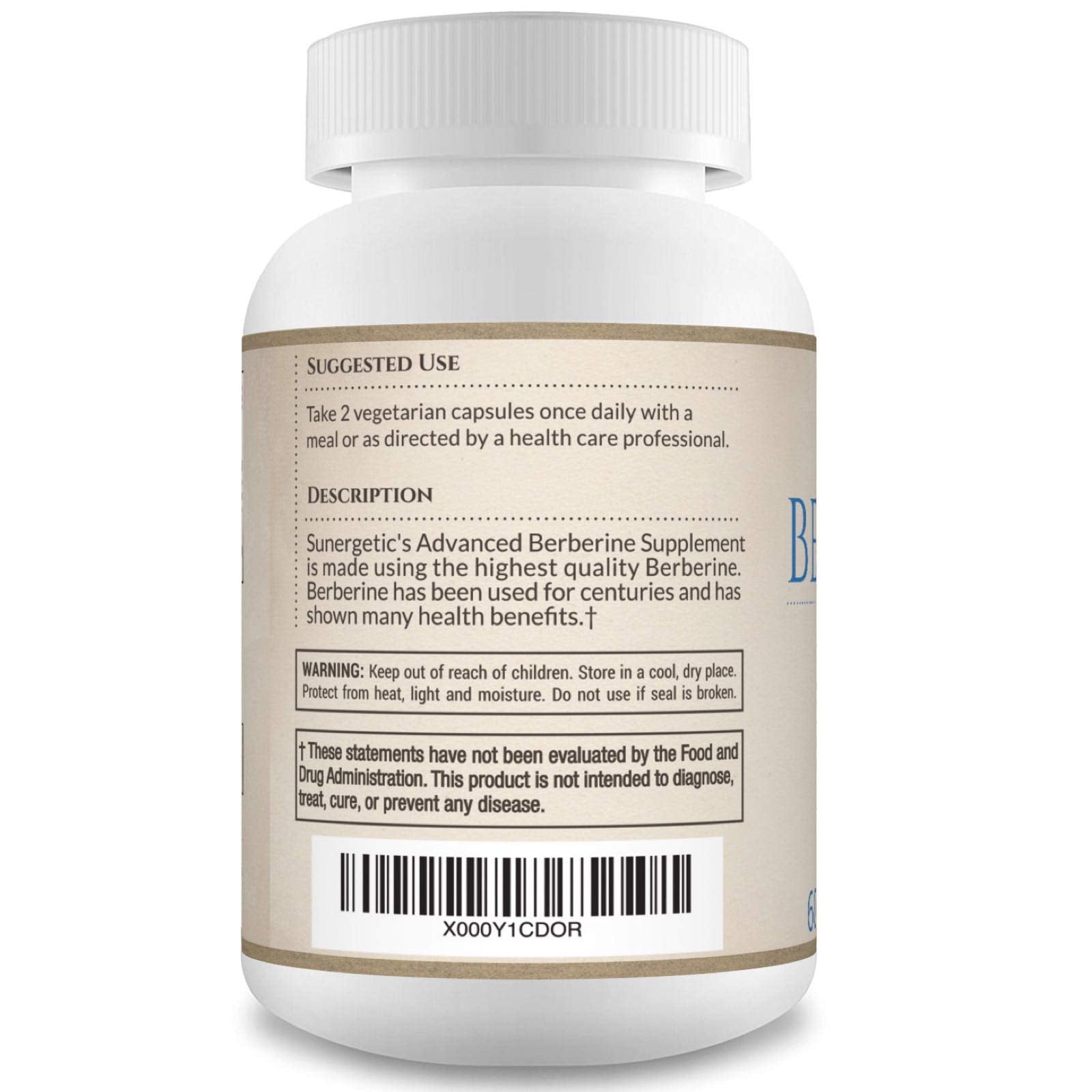 Sunergetic Berberine, étiquette lisible et traçabilité