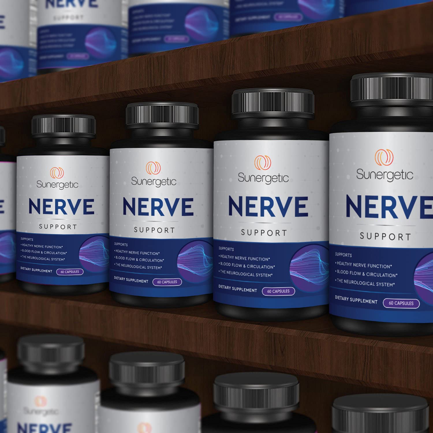 Sunergetic Premium Soutien Nerveux - étui carton facilitant l'accès quotidien aux capsules.