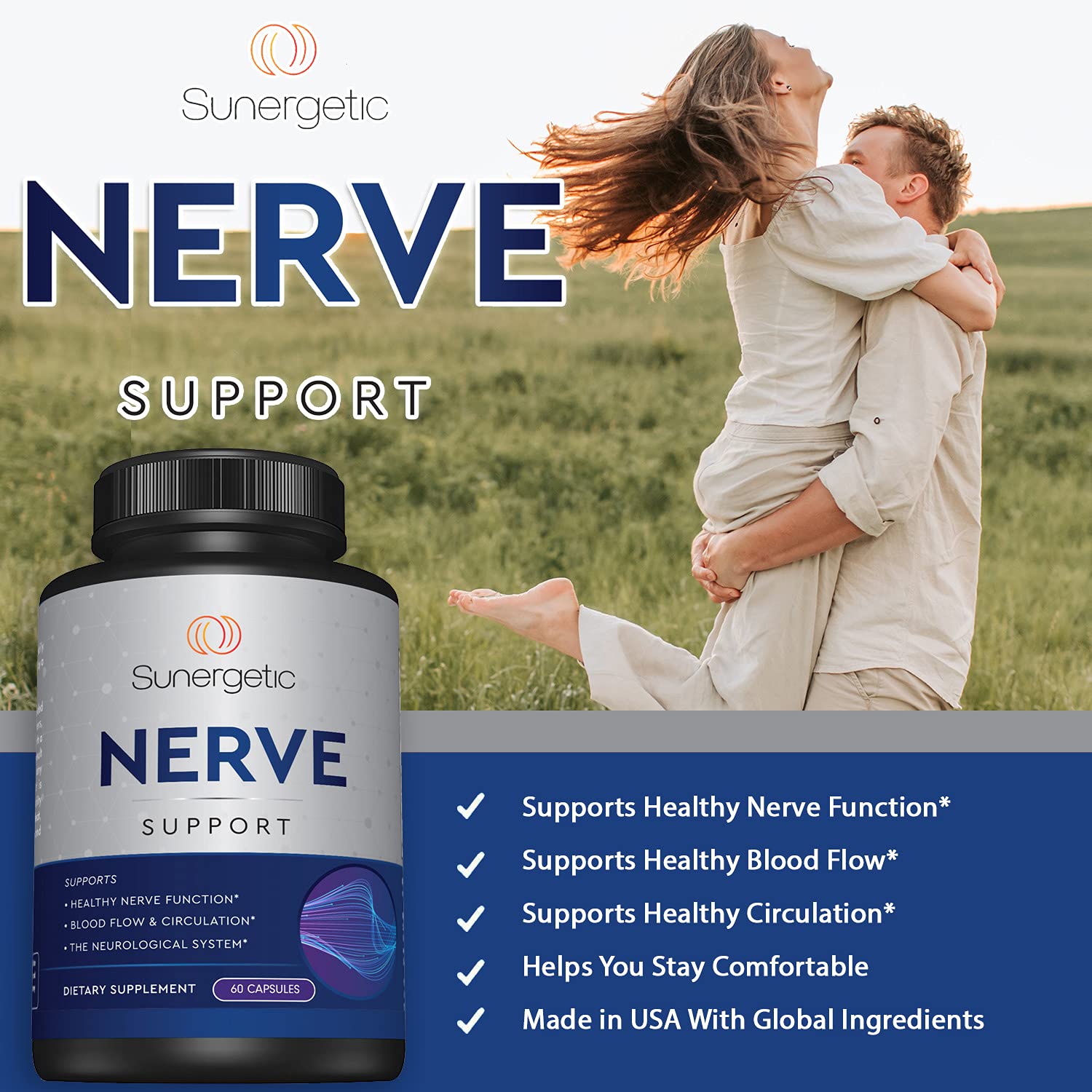 Sunergetic Premium Soutien Nerveux - mains en mouvement avec un sentiment de confort.