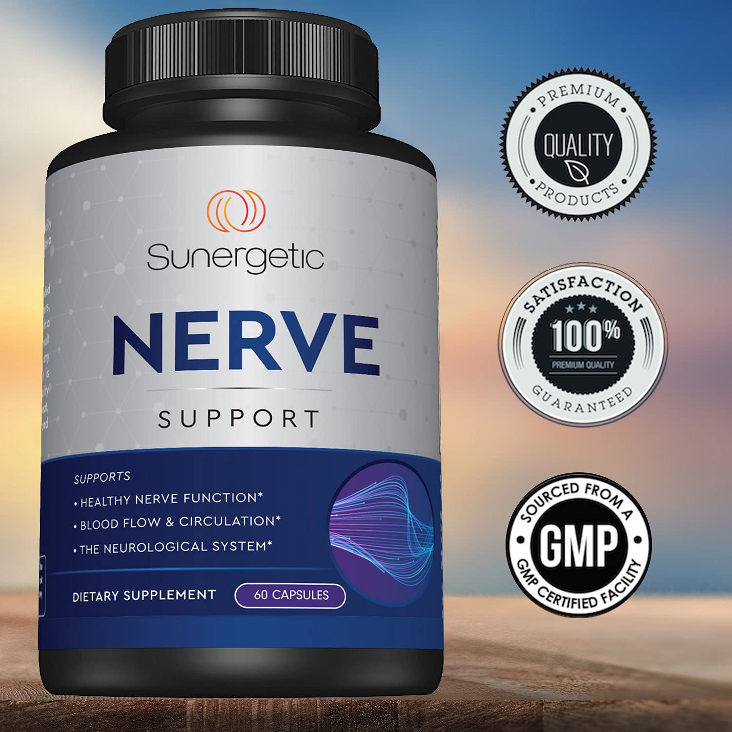 Sunergetic Premium Soutien Nerveux - pieds plus confortables et circulation saine potentielle.