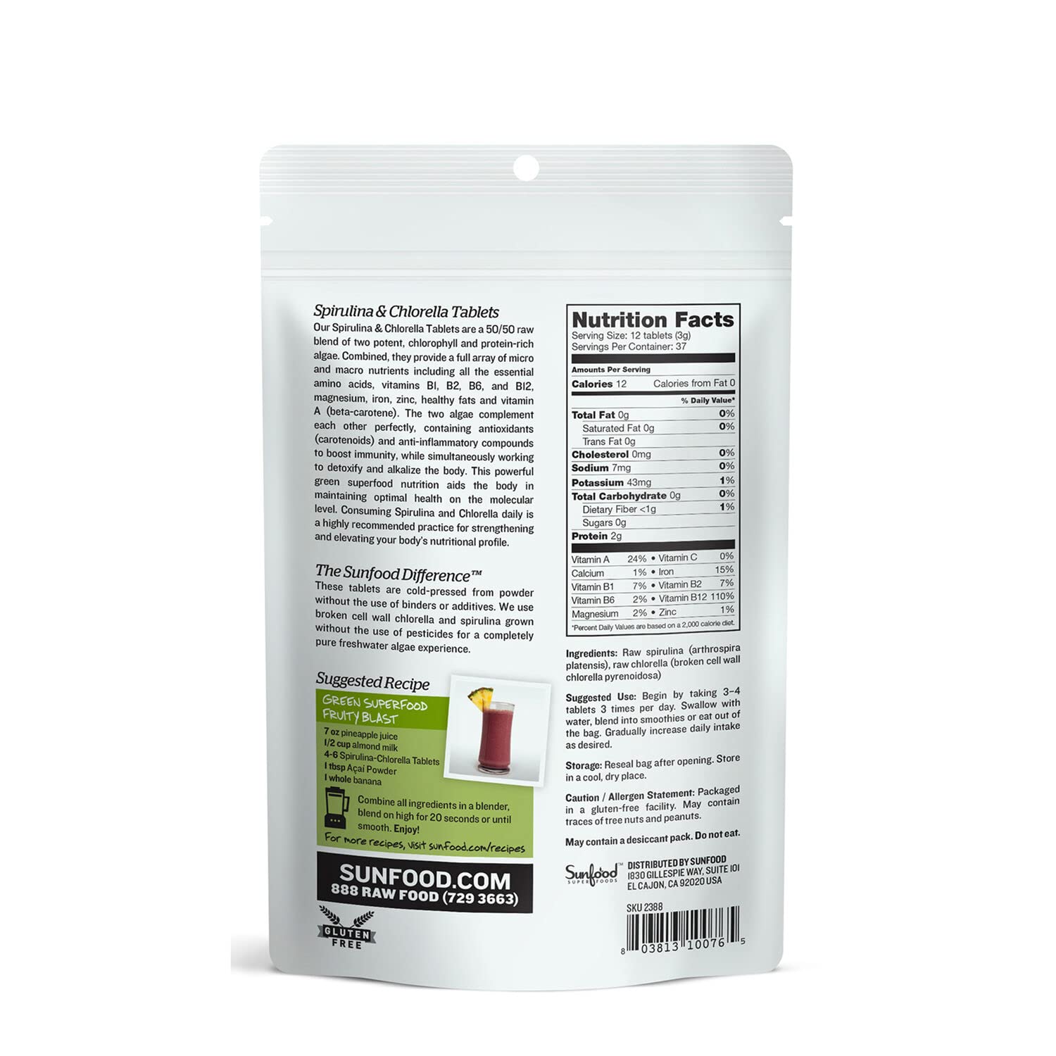 Sunfood-bouteille-comprimes-chlorella-spirulina : comprimés pour soutenir énergie et nutrition.