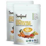 Sunfood Golden Milk Super Blend emballage visible, pratique et biologique.