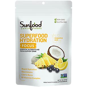Sunfood Hydratation Ciblée – Poudre Coco, soutien d’électrolytes pour entraînements et récupération.
