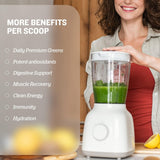 Sunfood Organic Supergreens & Protein poudre verte riche spiruline et chlorelle pour nutrition quotidienne.