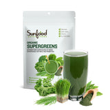 Sunfood Supergreens emballage recto, source naturelle de nutriments essentiels.