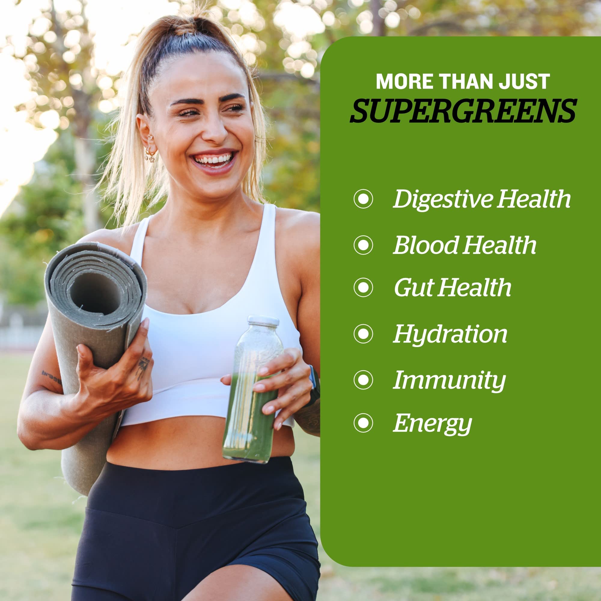 Sunfood Supergreens probiotiques et enzymes, soutien potentiel à la digestion.