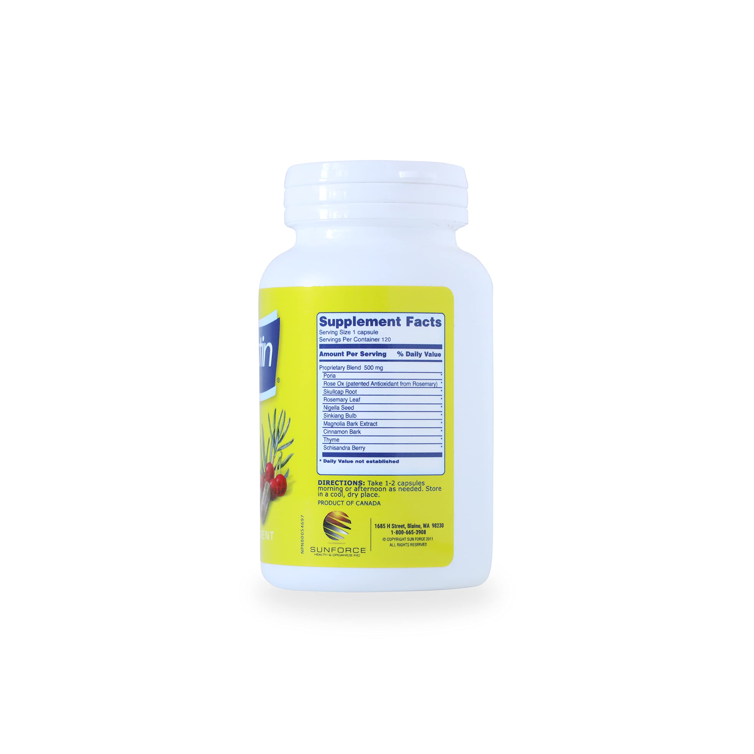 SUNFORCE HEALTH & ORGANICS Deep Lung Cleanse étiquette - repérabilité en rayon