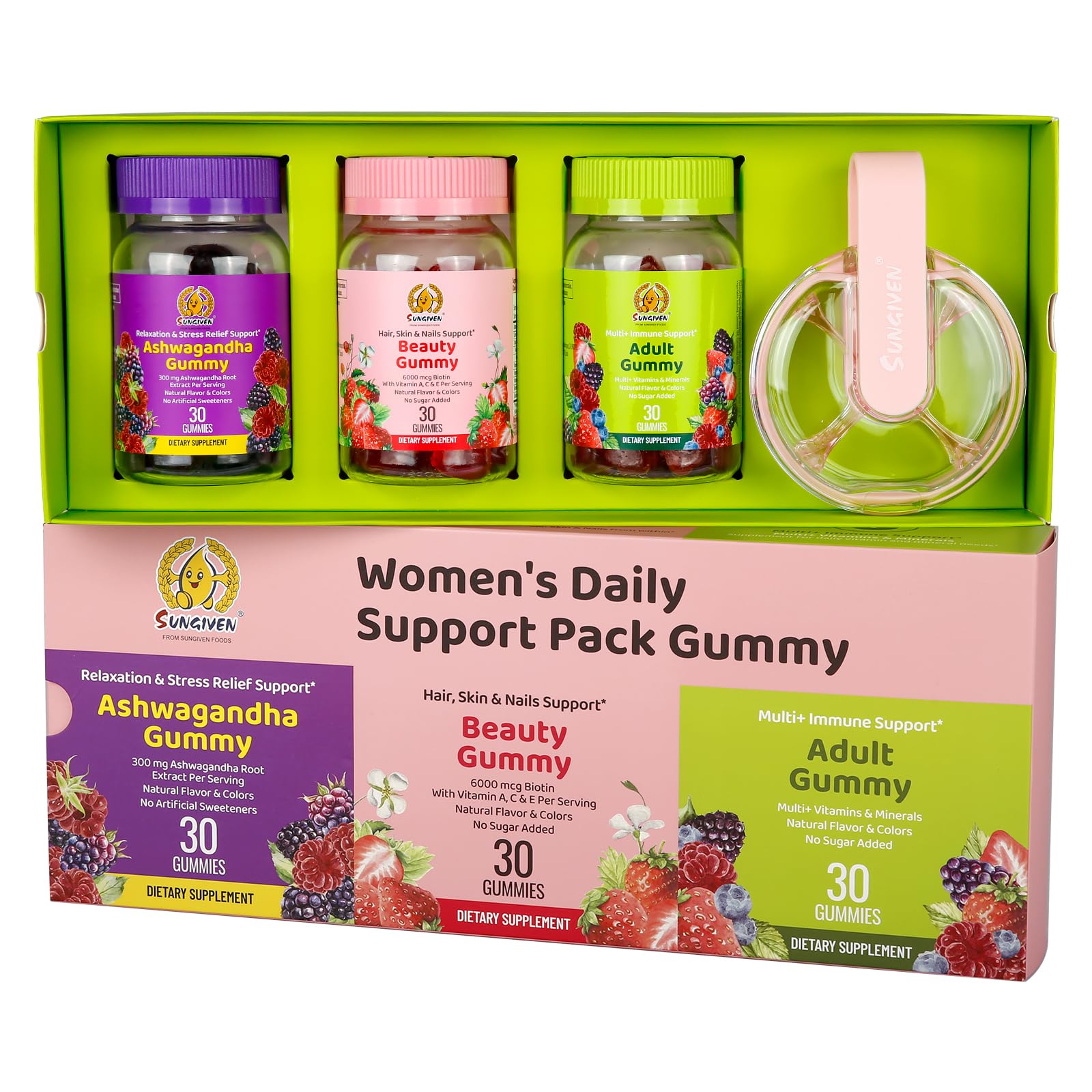 Composition SUNGIVEN: ashwagandha et biotine pour routine féminine.