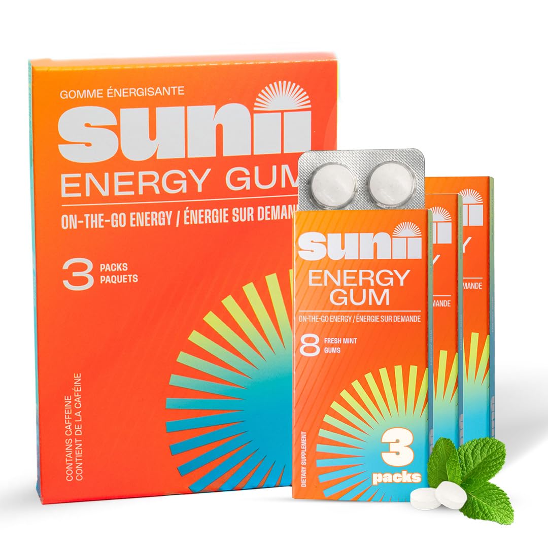 Sunii Energy Gum emballage menthe fraîche pour énergie discrète.