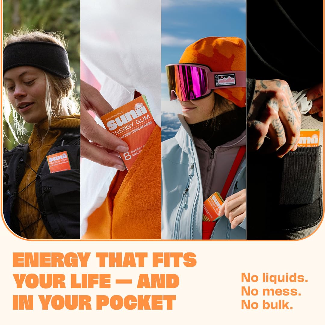 Sunii Energy Gum vegan et sans gluten pour régimes inclusifs.