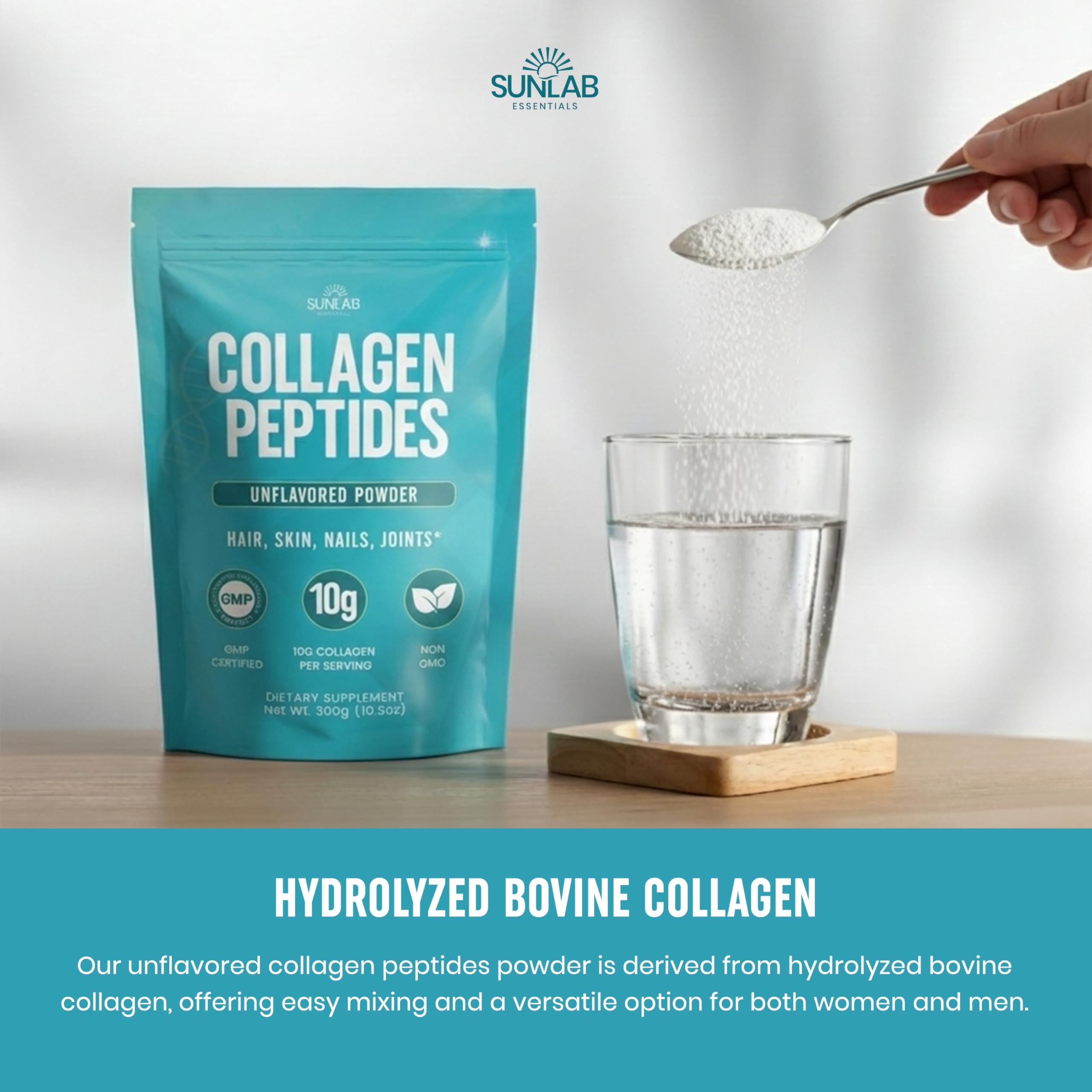 Poudre se dissout rapidement dans un smoothie pour une boisson neutre.