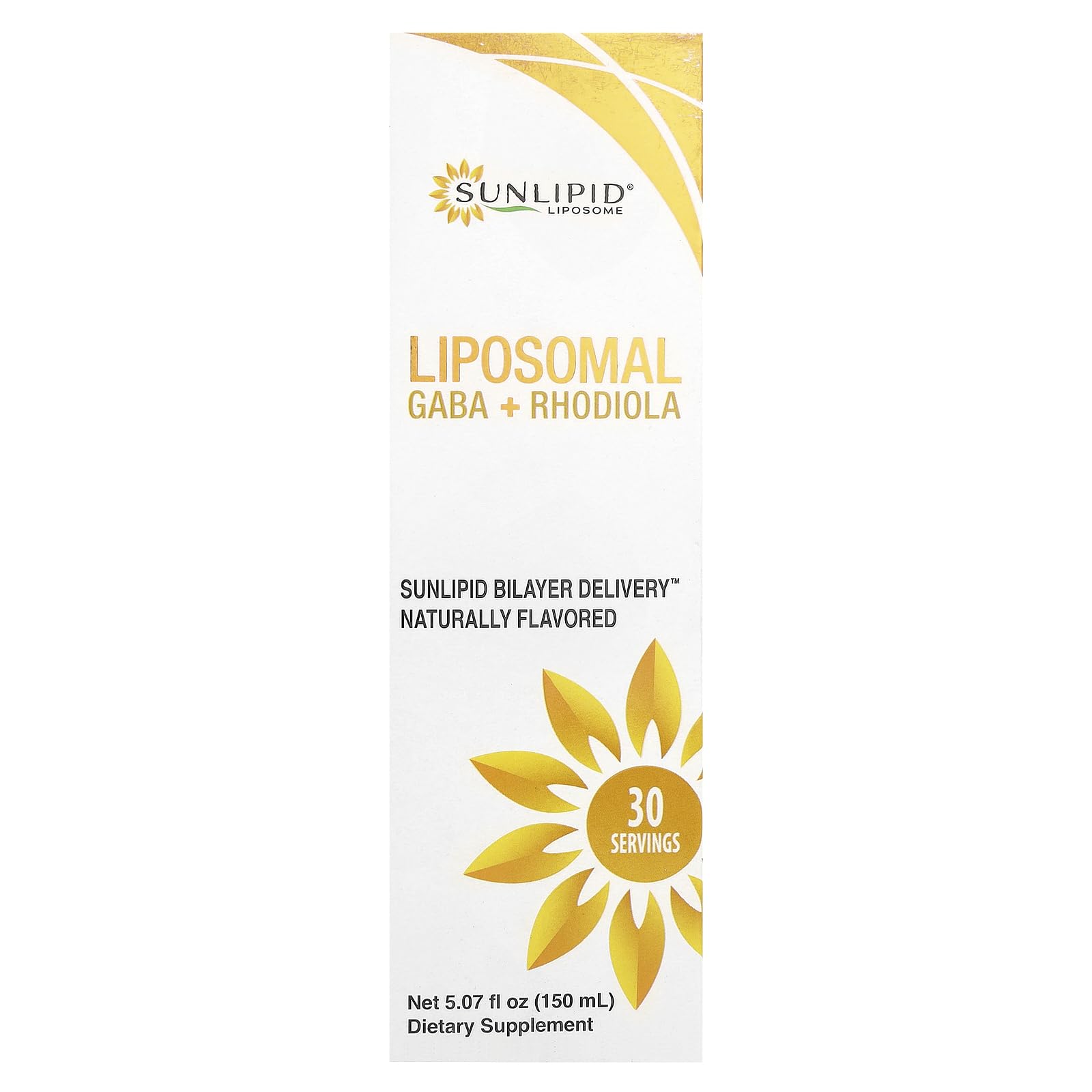 SunLipid Liposomal GABA Rhodiola — bouteille prête à verser pour détente ciblée