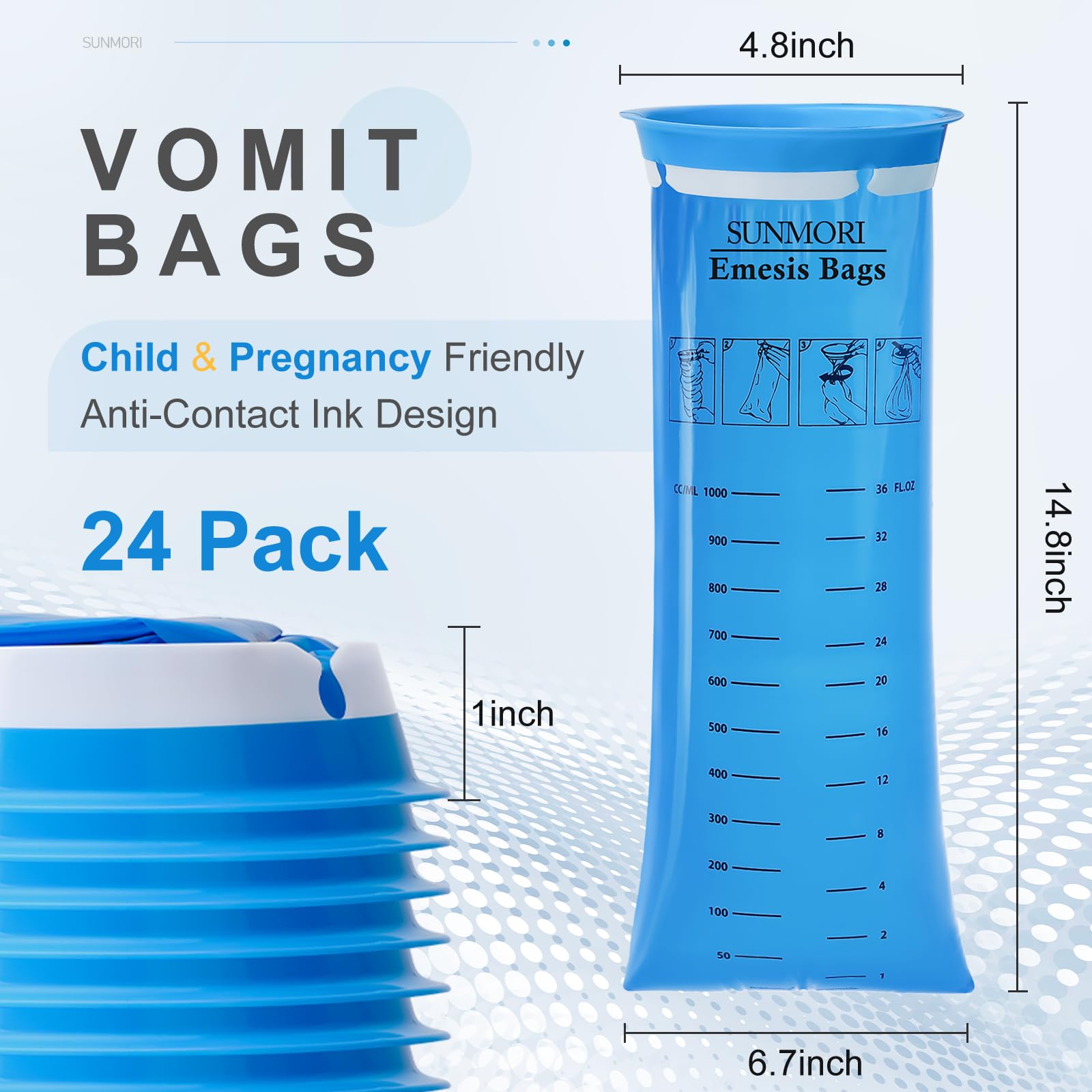 SUNMORI sac d'émèse sécurisé et étanche pour contrôler les odeurs.