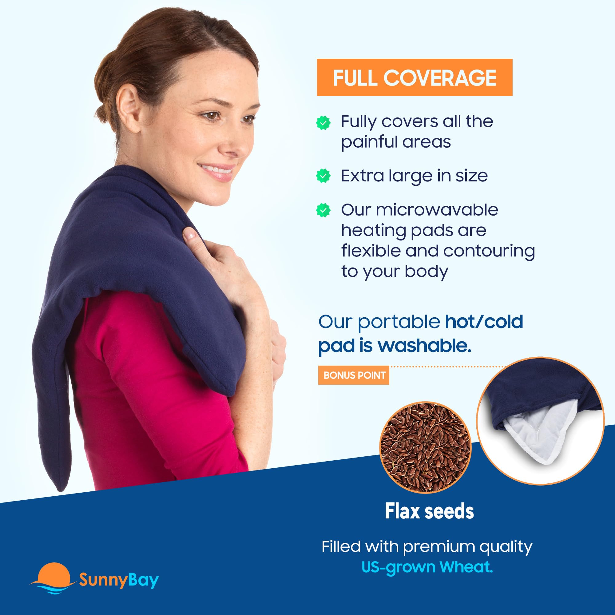 SunnyBay pack chaleur micro-ondes bleu, chauffe rapidement et uniformément