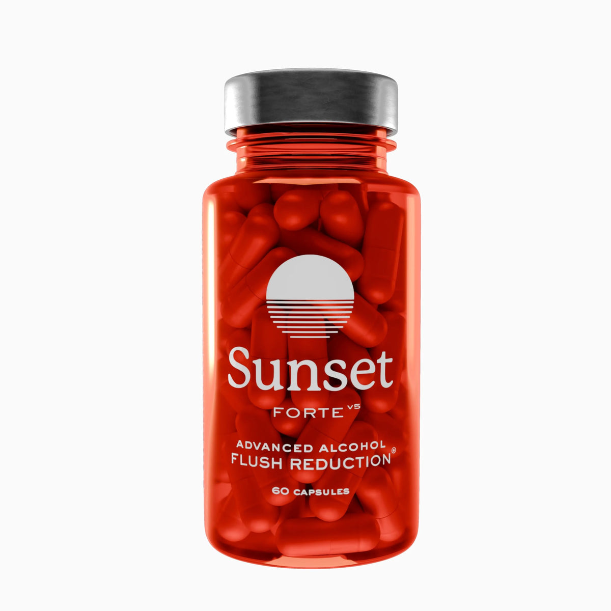 SUNSET Forte – bouteille sur table, appui possible pour une soirée détendue.