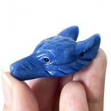 Sunshcat Tête de loup en aventurine bleue, idéale pour méditation et équilibre.