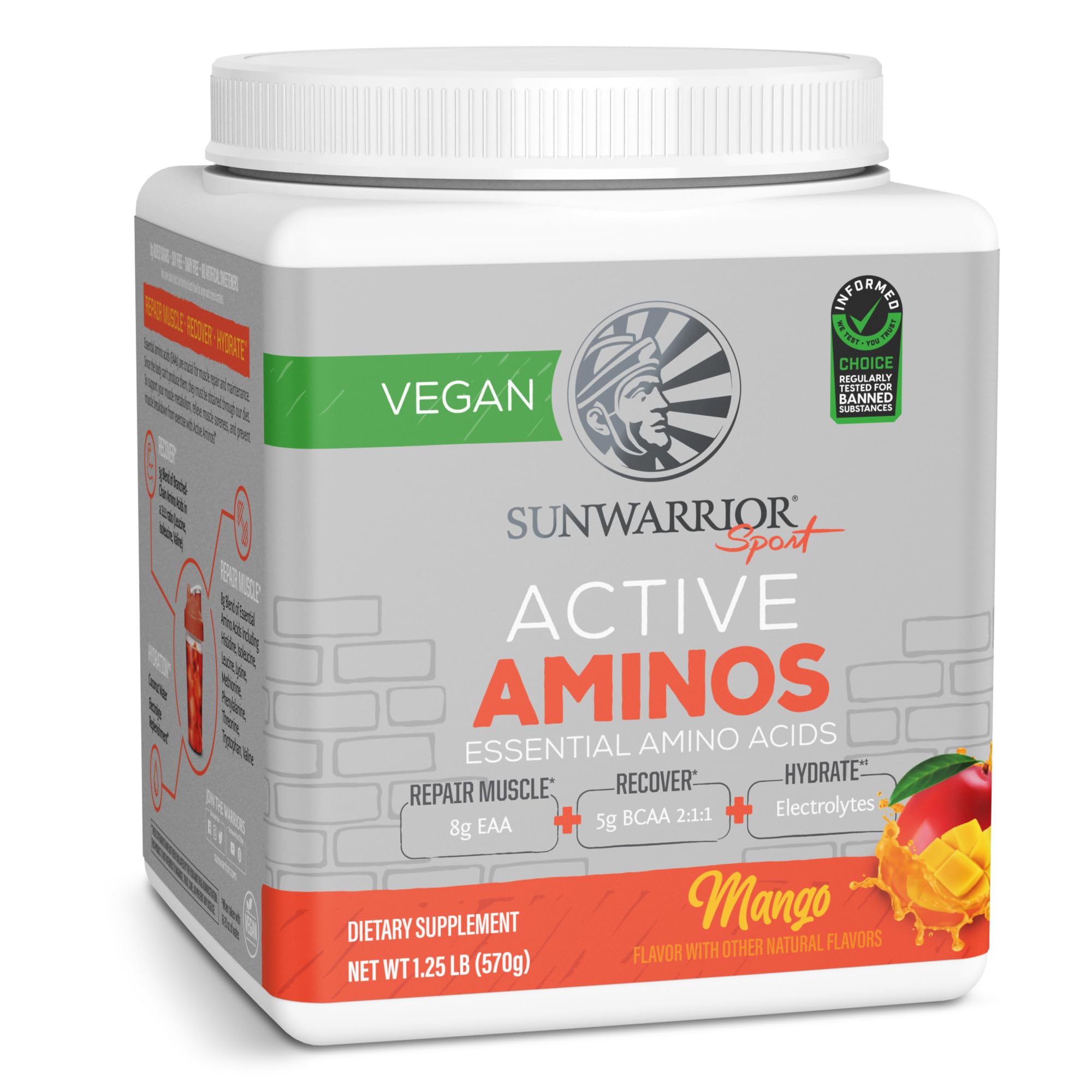 Sunwarrior Aminos énergie poudre emballage: prêt à démarrer après l'entraînement.