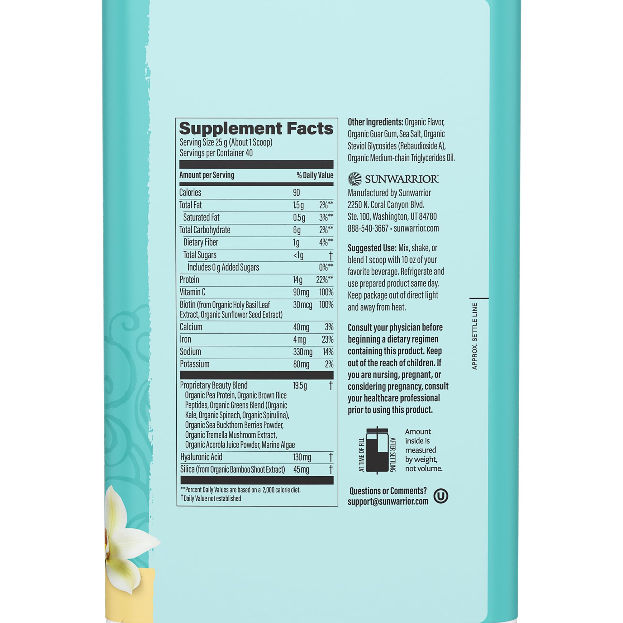 Sunwarrior Collagen Builders doseur sur le flacon