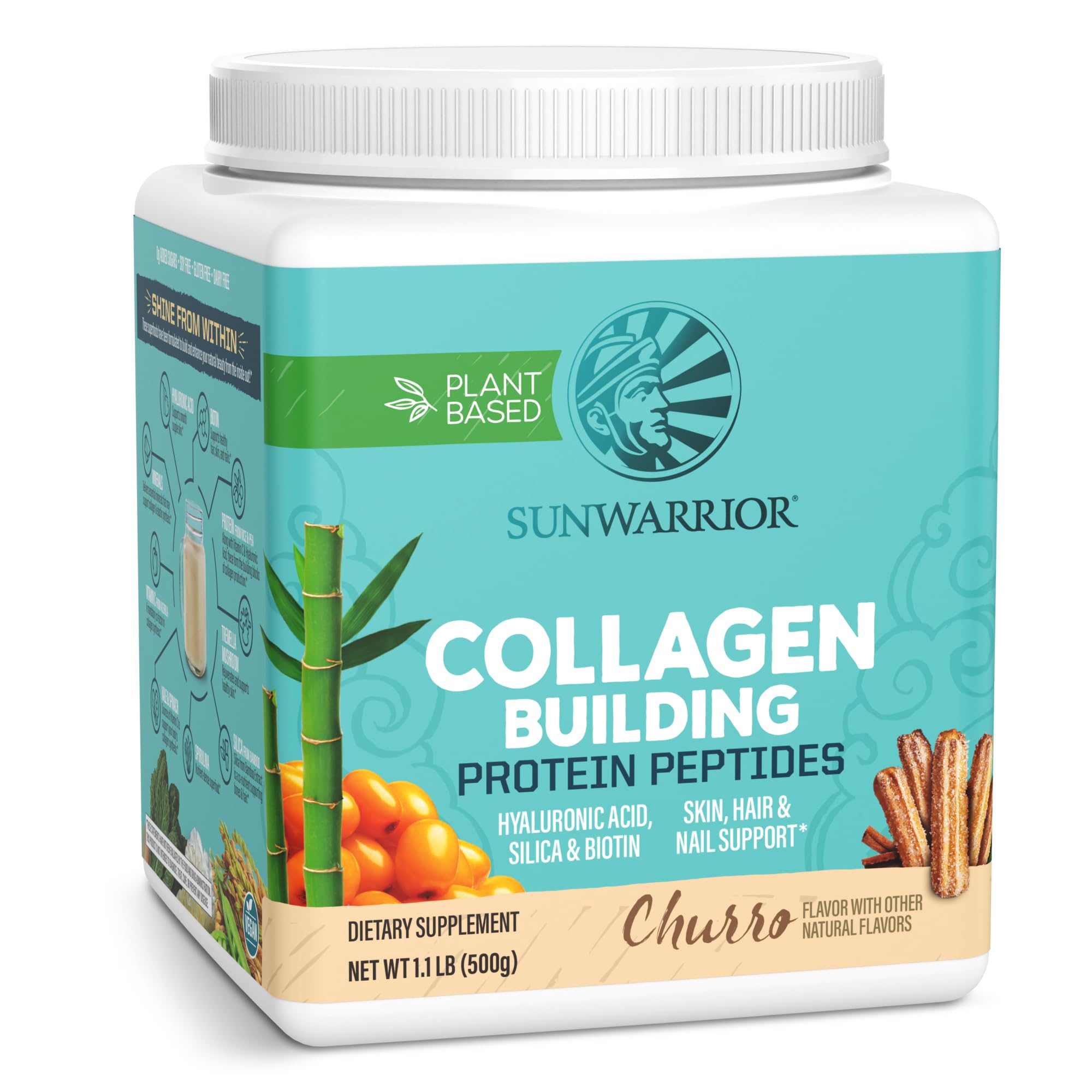 Sunwarrior collagene base-plantes poudre churro dose facile a mesurer