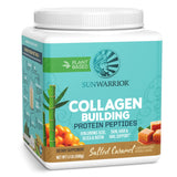 Sunwarrior Collagene vegan, bouteille ouverte prête à être versée dans un shaker.