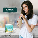 Sunwarrior Poudre Protéinée Végétale Vanille dans un verre, goût vanille agréable dans boissons.