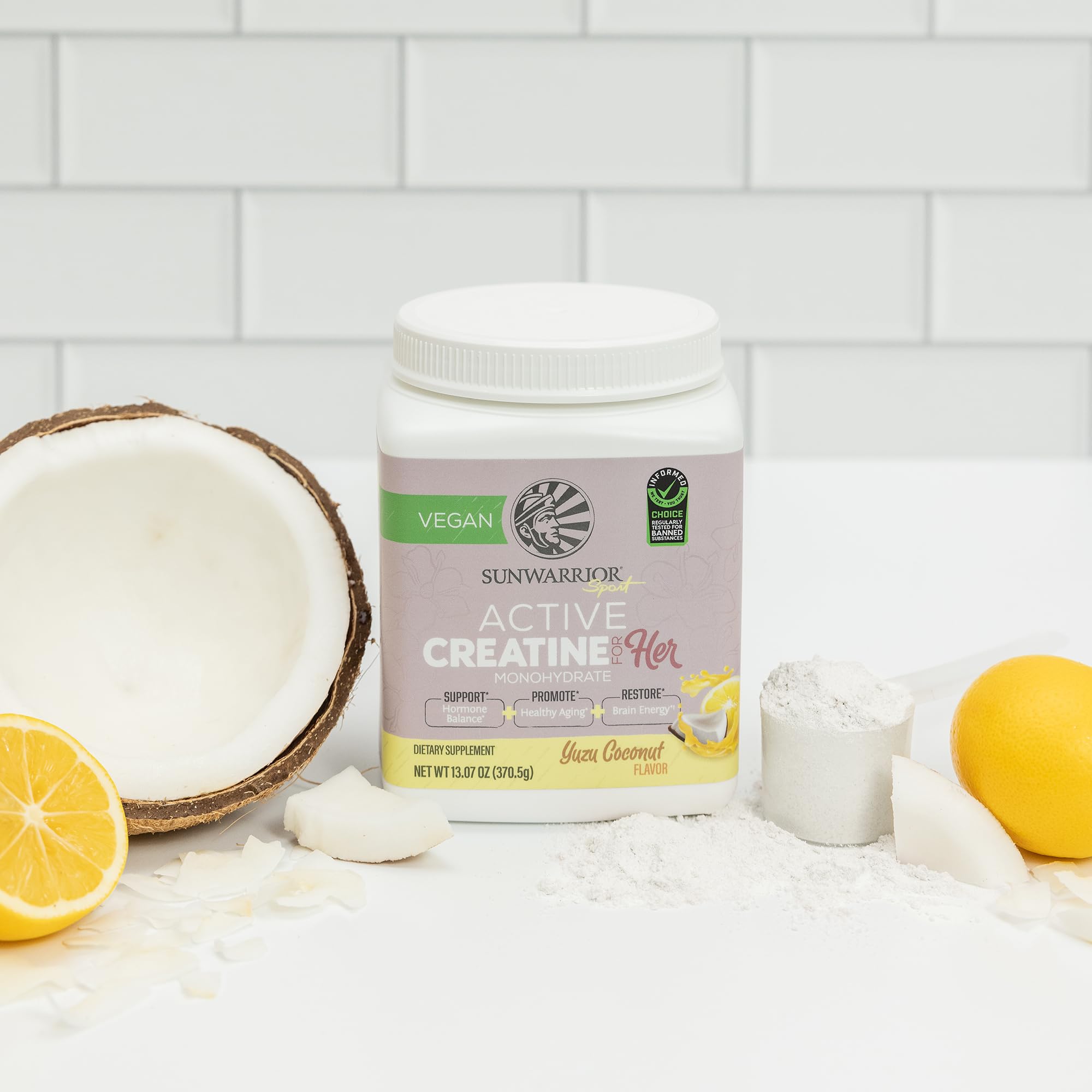 Sunwarrior Créatine Monohydrate – étiquette vegan et compatible keto pour un mode de vie sain.
