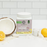 Sunwarrior Créatine Monohydrate – étiquette vegan et compatible keto pour un mode de vie sain.