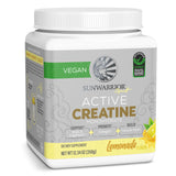 Sunwarrior Créatine Monohydrate est présenté dans un emballage à saveur citronnade prêt à l’emploi pour l’entraînement.