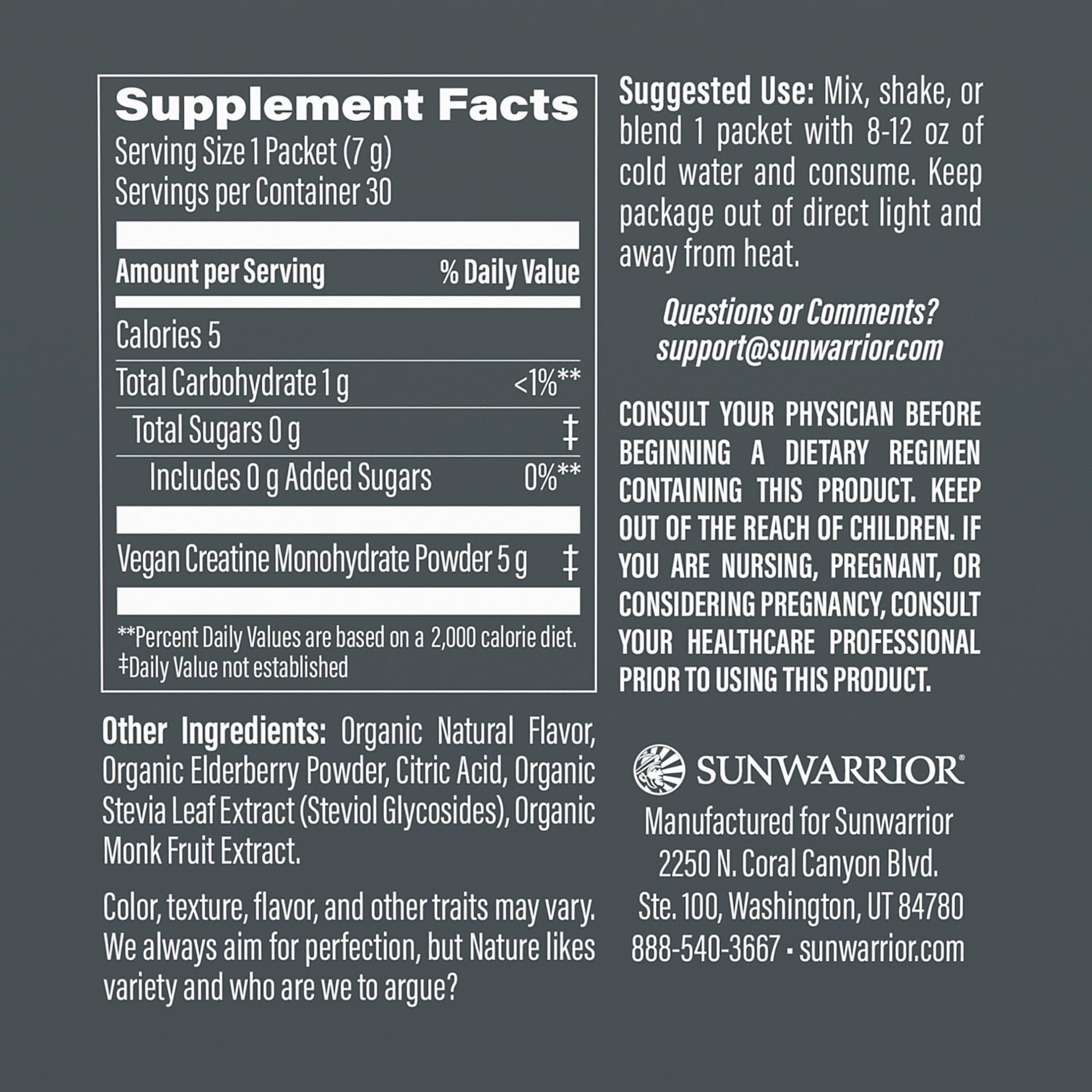 Sunwarrior Créatine Monohydrate Poudre Framboise, mélange rapide et facile pour récupération.
