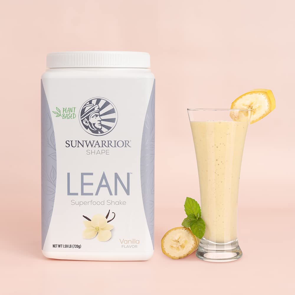 Étiquette Sunwarrior indiquant sans gluten et sans OGM.