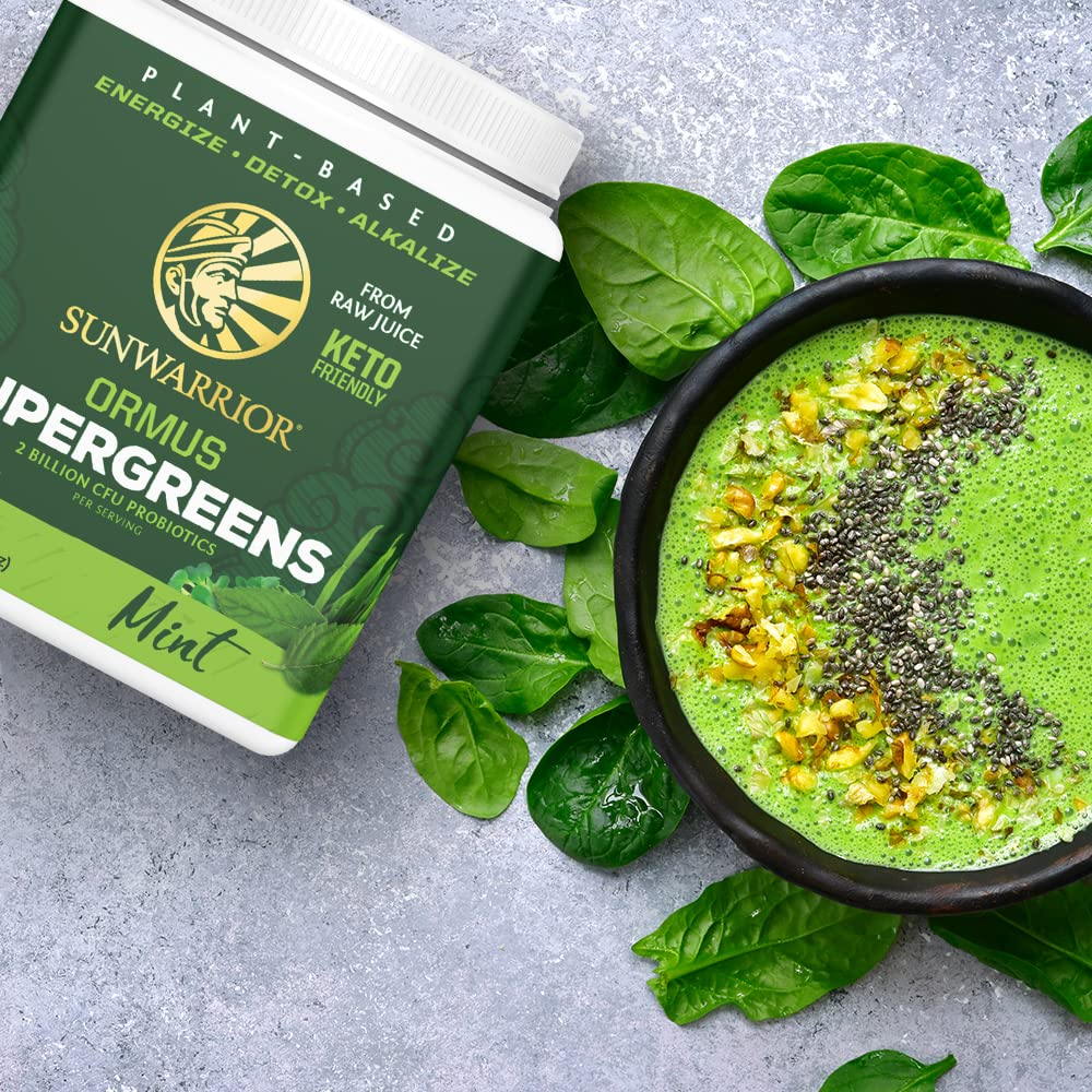 Poudre d'alfalfa Sunwarrior Greens, mélange végétal riche en chlorophylle
