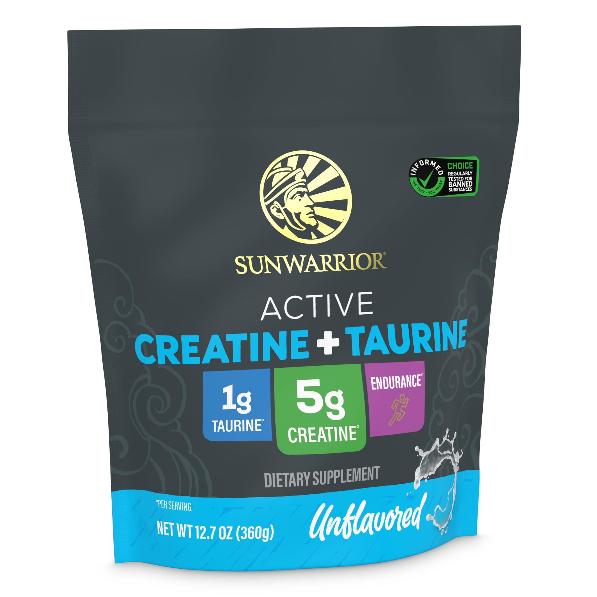 Sunwarrior poudre creatine monohydrate taurine, poudre neutre idéale pour la récupération et l'endurance.