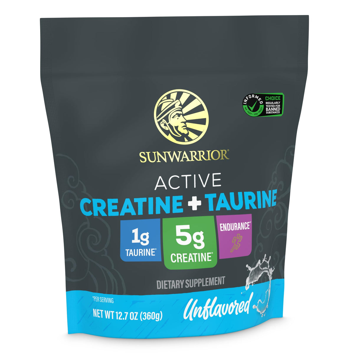Sunwarrior poudre creatine monohydrate taurine, poudre neutre idéale pour la récupération et l'endurance.