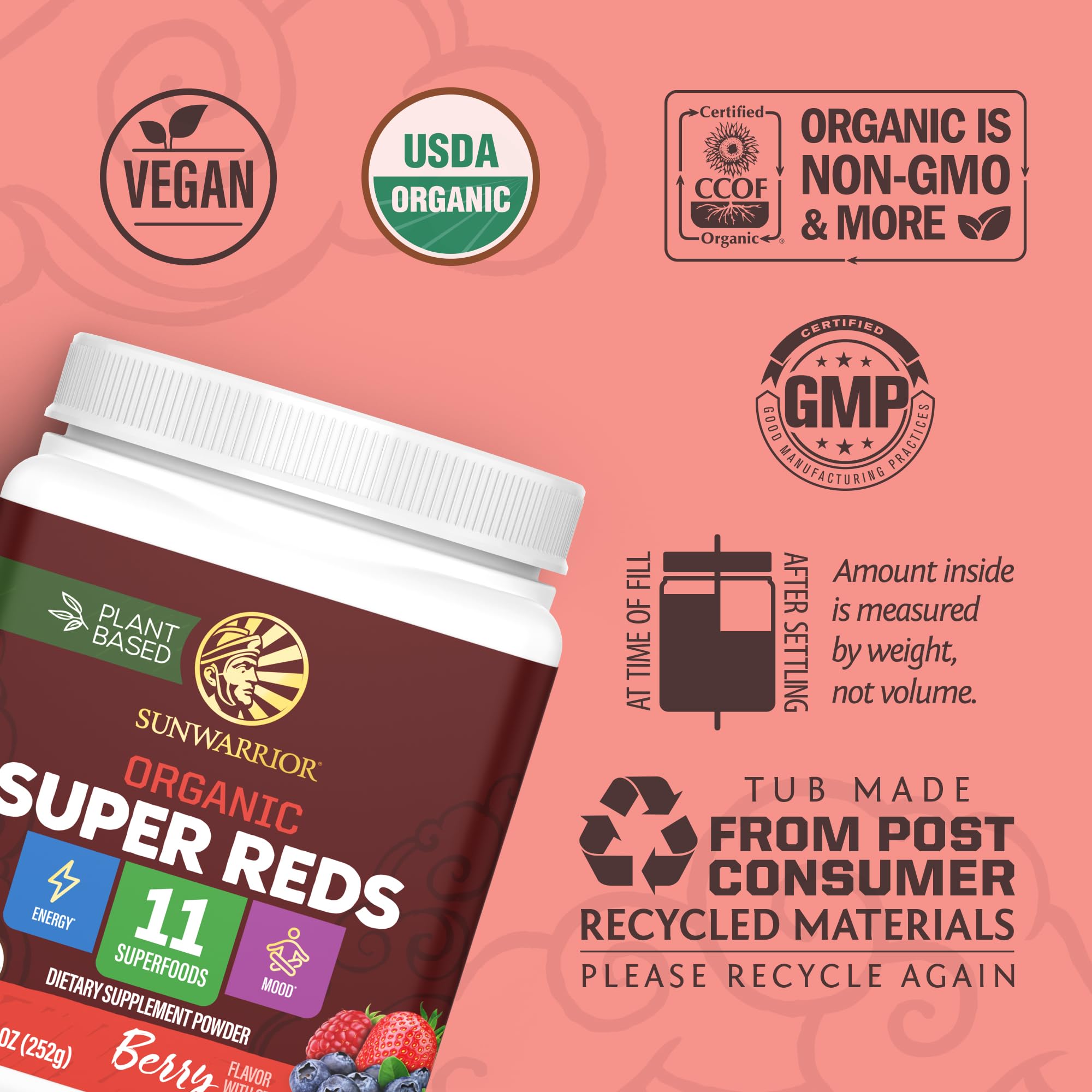 Sunwarrior Super Reds – poudre açaï: soutien d’un mode de vie actif.