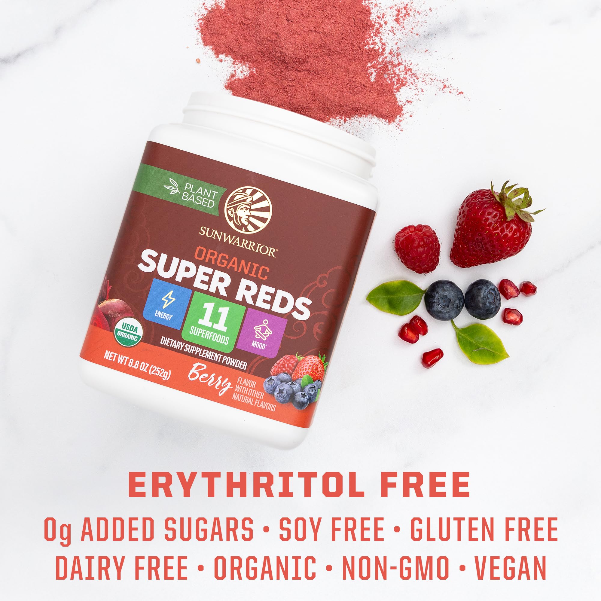 Sunwarrior Super Reds – poudre reishi: adaptation au stress et immunité naturelle.