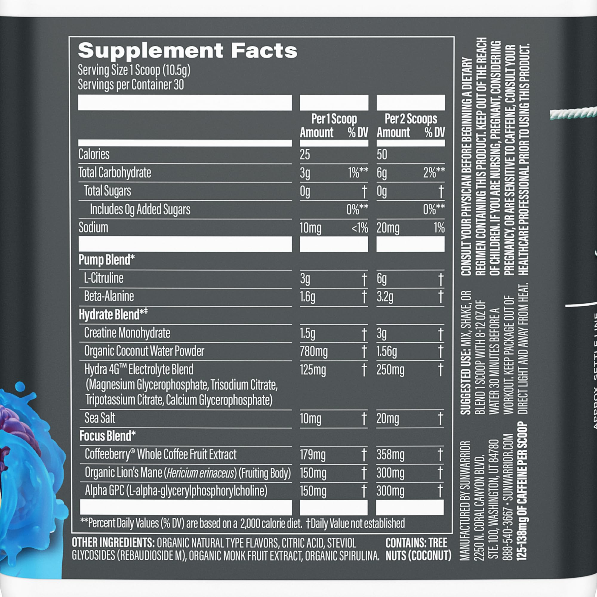 Sunwarrior Pré-Workout cuillère-mesure: dosage pratique pour entraînements efficaces.