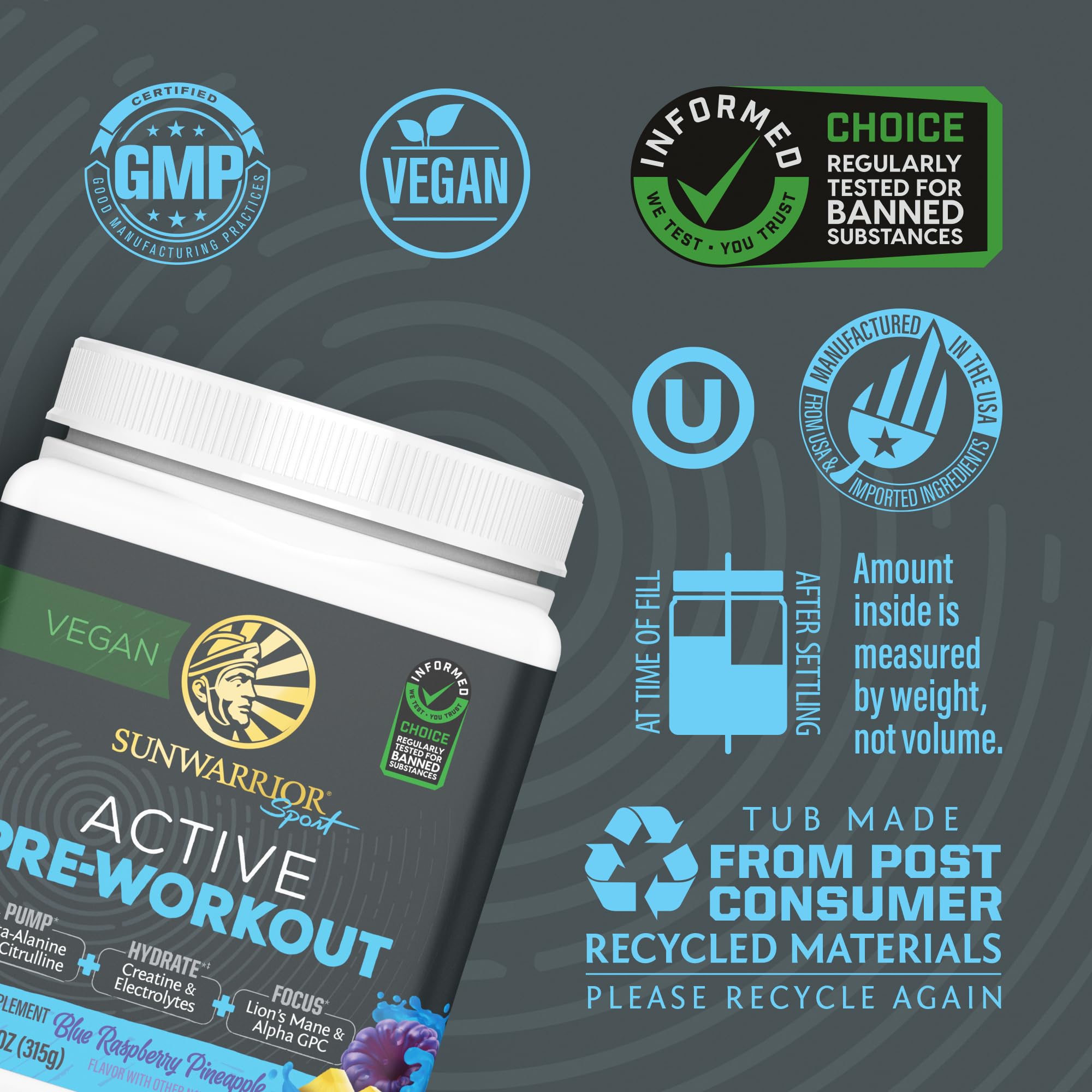 Sunwarrior Pré-Workout boisson eau froide: hydratation et énergie pendant l'effort.