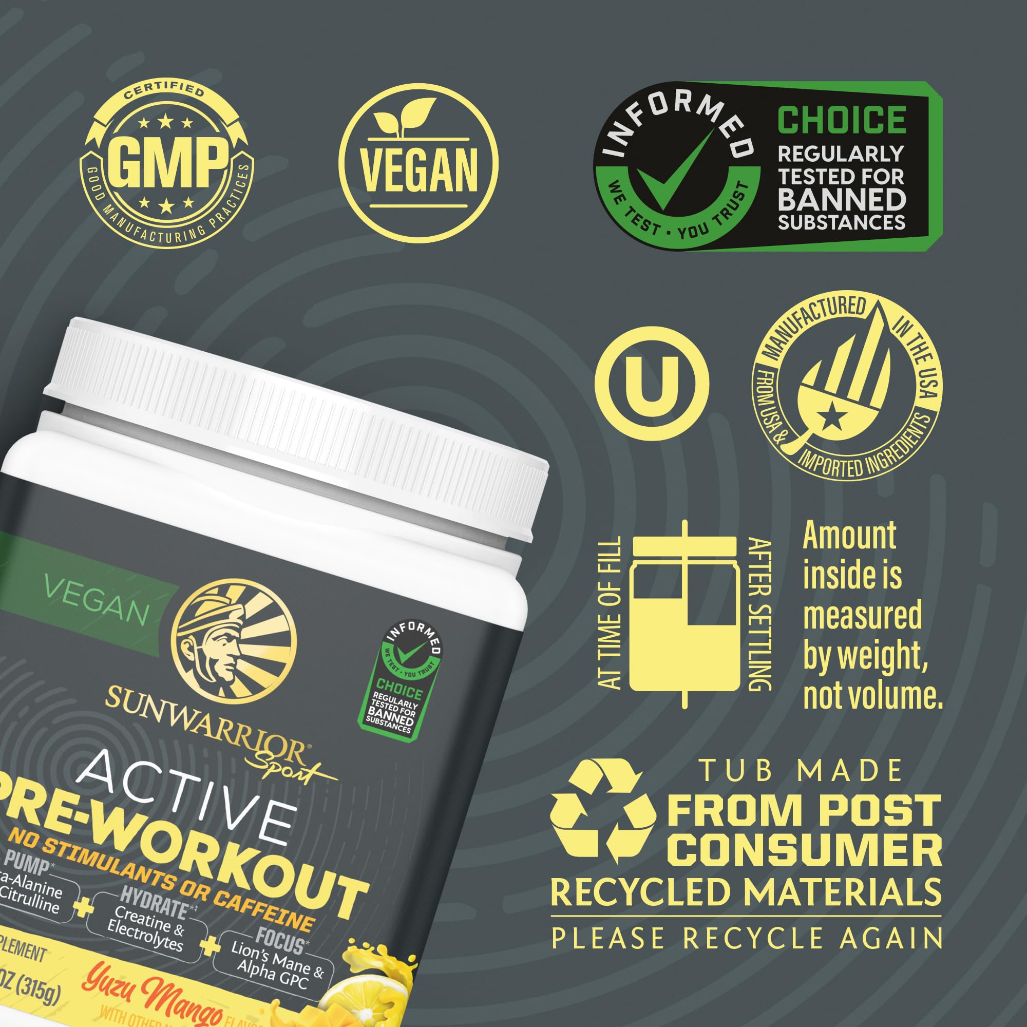 Sunwarrior pré-entraînement Yuzu Mango verre d’eau frais prêt à boire